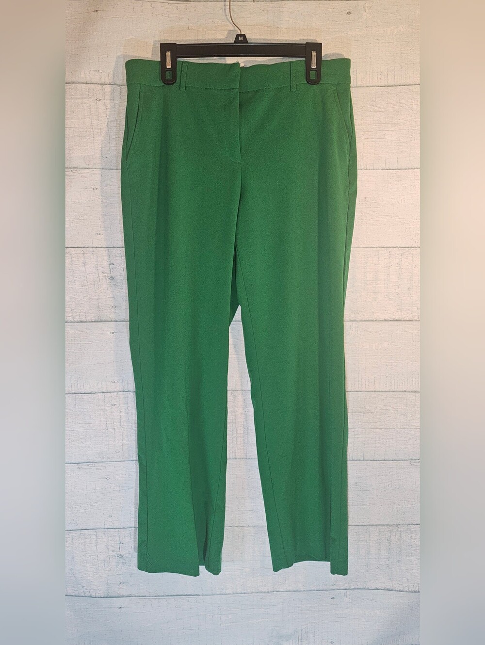 Kim Rogers Emerald Green Straight-Leg Trousers Clasp Close With Zipper